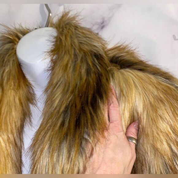 Donna Slayers Fabulous Furs Red Fox Faux Fur Shawl Collar Coat Large - Picture 7 of 13